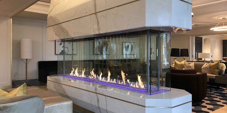 DaVinci Island Custom Gas Fireplace - manufacturer collection photograph